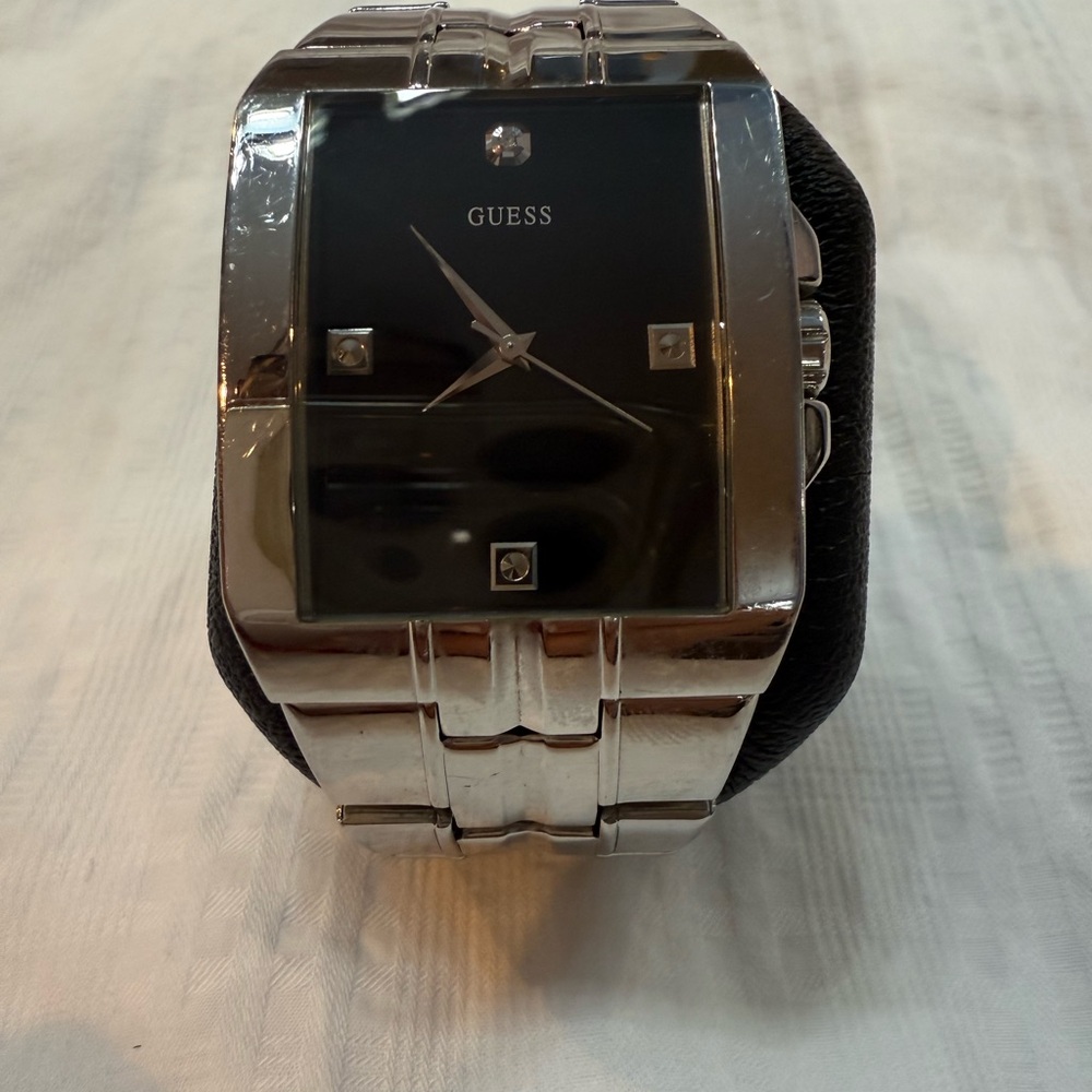 Guess Black and Silver Square Watch